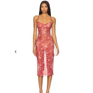 Only Hearts Rita Slip Dress XS Red Floral Print